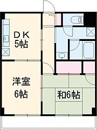 サンハイム原木中山 2DKの間取図画像