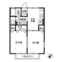 シャルマンソレーユ 2DKの間取図画像