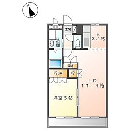 ラブリータウンA棟 1LDKの間取図画像