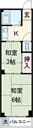 京急本線 大森町駅 徒歩14分の賃貸マンション 4階2Kの間取り