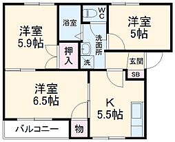 間取図画像 3DK