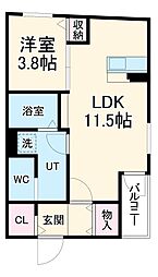 ＭＳ　ＯＯＳＵＧＩ 2階1LDKの間取り