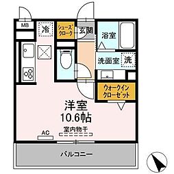 D-スクエア寄住 ワンルームの間取図画像