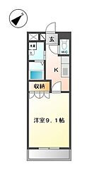 サンハイム・河口 1Kの間取図画像