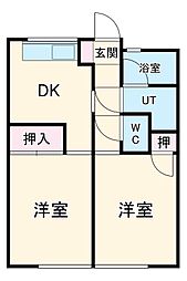 アクア大垣 2DKの間取図画像