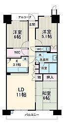 ステラガーデン幕張 9階3LDKの間取り