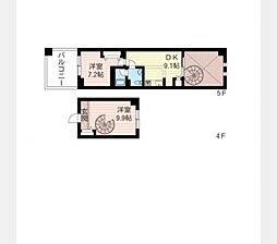 レジデンスシャルマン月島 2DKの間取図画像