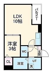 名鉄常滑線 道徳駅 徒歩6分の賃貸アパート 3階1LDKの間取り