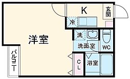 アークシティ的場 1階1Kの間取り