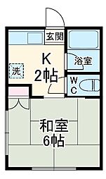 ハウスカトレア 1階1Kの間取り