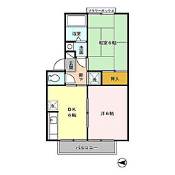 クゥインスコート 2DKの間取図画像