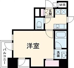 S-RESIDENCE綾瀬rivie 2階1Kの間取り