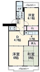 ロイヤルグリーン八千代2号棟 3DKの間取図画像