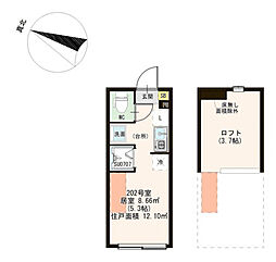ソレイユテラス東十条 2階ワンルームの間取り