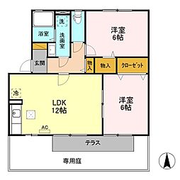 サンセール富士 2LDKの間取図画像