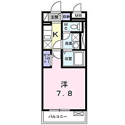 ドミール桜井 1Kの間取図画像