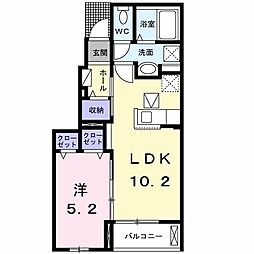 JR中央線 西八王子駅 バス15分 二分方小下車 徒歩6分の賃貸アパート 1階1LDKの間取り