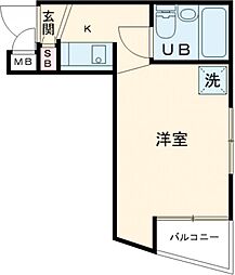 エルム奥沢 1Kの間取図画像