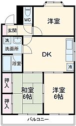 ドリーム池見 4階3DKの間取り
