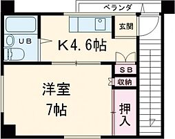 四川ビル 2階1Kの間取り