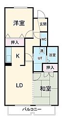 名鉄名古屋本線 一ツ木駅 徒歩11分の賃貸マンション 1階2LDKの間取り