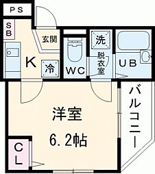 グランシャレー北千住II 3階1Kの間取り