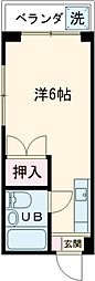 パークハイツ 2階ワンルームの間取り