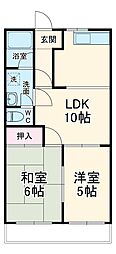 コーポ・パーシモン2 2LDKの間取図画像