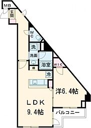 アルティザ自由が丘 2階1LDKの間取り