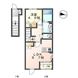 シトロンセードル 1LDKの間取図画像