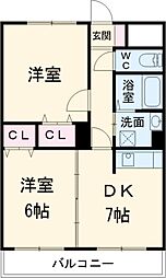 パークサイド名東 3階2DKの間取り