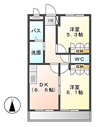 サンプレイスK 2DKの間取図画像