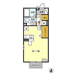 ＦＥＬＩＣＥ・青葉の杜　B 2階ワンルームの間取り