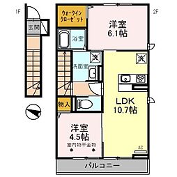 メゾンコスモス 2LDKの間取図画像