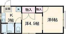 のくぼハイツ 2Kの間取図画像