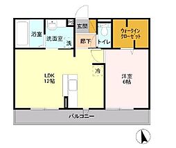 サフィール 1LDKの間取図画像