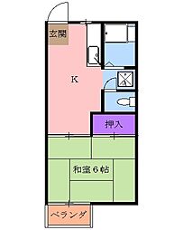 ニシニコーポ 1Kの間取図画像