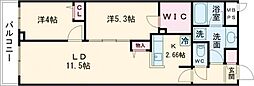 PRIMEGARDENWAKAGI 2LDKの間取図画像