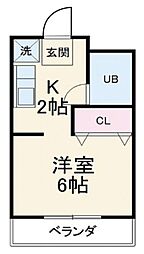 グランドメゾン本中山 1Kの間取図画像
