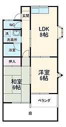 名古屋市営鶴舞線 植田駅 徒歩27分の賃貸アパート 1階2DKの間取り