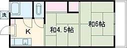 こよしコーポ 2階2Kの間取り