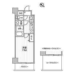 都営三田線 志村三丁目駅 徒歩5分の賃貸マンション 2階1Kの間取り