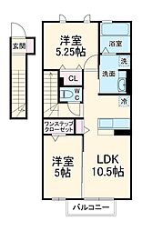 JR総武線 西船橋駅 徒歩10分の賃貸アパート 2階2LDKの間取り