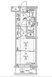 東急多摩川線 武蔵新田駅 徒歩9分の賃貸マンション 2階2Kの間取り