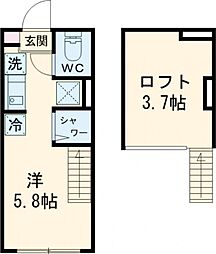アルカディア上板橋 1階ワンルームの間取り