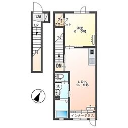 サンフラワー 2階1LDKの間取り