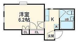 サンマリン三田 2階1Kの間取り