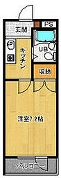上島コモンコートD 1Kの間取図画像