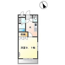 サンシャイン旭 1Kの間取図画像