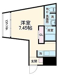 Arbusto Hills 4階ワンルームの間取り
